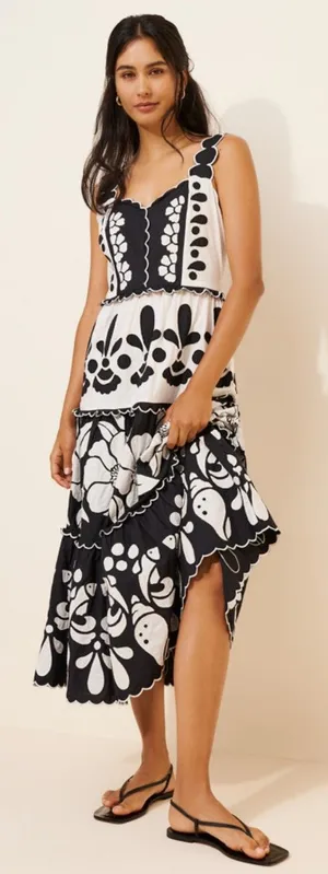 Farm Rio Tiered Floral Midi Dress thumbnail 1