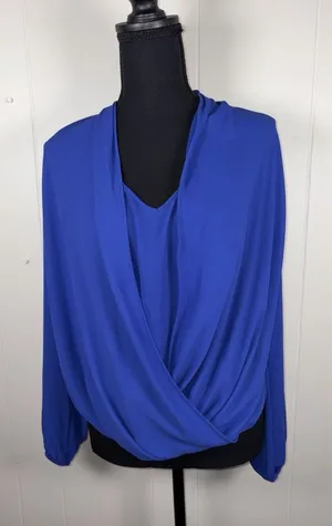 LILLY PULITZER MYAH S Royal Purple Surplice Attached Cami‎ Top Long Sleeve thumbnail 1
