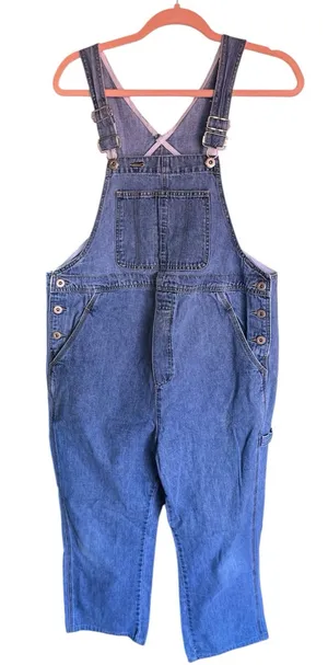 Mimi Denim Maternity Overalls With Attachment‎ To Gather In Back Med Wash S thumbnail 1