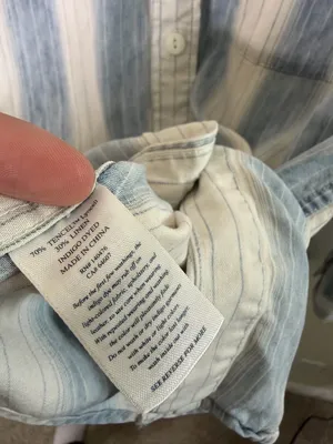 FAHERTY Relaxed Striped Shirt Button Down Blouse Blue Linen Blend Womens Size M thumbnail 8