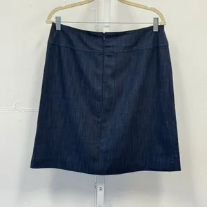 Worth New York Dark Indigo Wool Blend A-Line Pencil Skirt Size 6 Seam Detail thumbnail 2