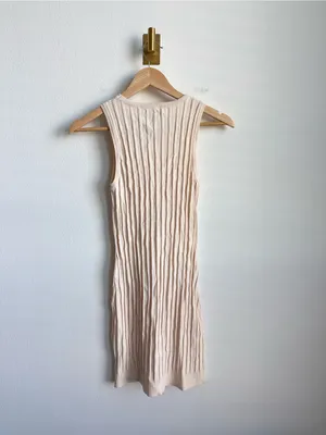 Anthropologie Jacquie The Label Textured Ribbed Knit Fitted Mini Dress Ivory Small thumbnail 7