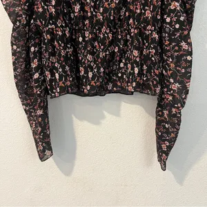 Sadie & Sage Textured Chiffon Floral Print Puff Sleeve Top Peasant Size‎ M thumbnail 8