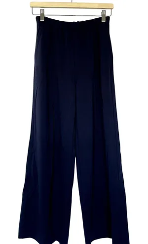 On 34th wide leg navy blue trousers elastic waist pocket women's size XS career thumbnail 1