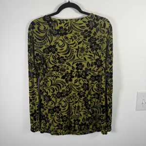 Sundance Green Black Floral Burnout Velvet Blouse Boho Whimsigoth Womens Medium thumbnail 6