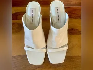 ANTONIO MELANI Leather BYNX Sweet Cream Open Toe Heels thumbnail 3