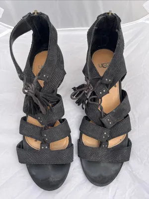 UGG Yasmin Snake Embossed Leather Wedge Sandals - Size 8.5 thumbnail 5