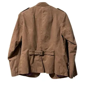 Twiggy London Tan Genuine Leather Button Down Coat Size XS Military Modern City‎ thumbnail 2