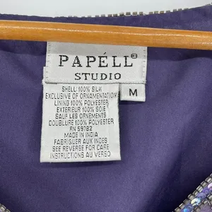 Vintage Adrianna Papell Studio Beaded Embellished Purple Silk Long Sleeve Top M‎ thumbnail 5