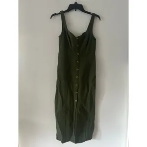 Maeve Anthropologie Olive Green Button-Front Midi Dress Size 2 thumbnail 4