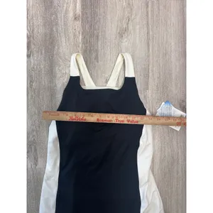 Athleta Colorblock Mini Athletic Swim Dress Black White Built-in Bra Lycra Small thumbnail 7