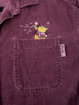Women’s Vintage Disney Winnie The Pooh Button Up Long Sleeve Corduroy Shirt Sz L thumbnail 2