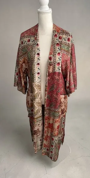 ZARA Reversible Belted Caftan Robe Size Small thumbnail 1