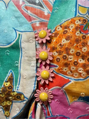 Farm Rio Anthropologie Women Cotton Crop Top Small Fruit Patchwork Tie Front thumbnail 3