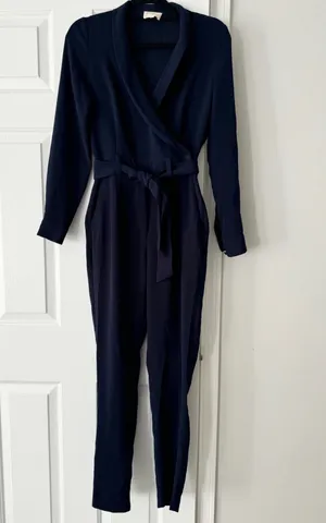 Sézane Heaven Long Sleeve Navy Jumpsuit, Size 34/US 2 thumbnail 6