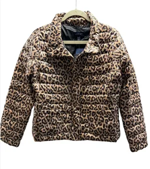 Lands' End NWT Leopard Print Down Filed Lightweight Packable Puffer Jacket thumbnail 1