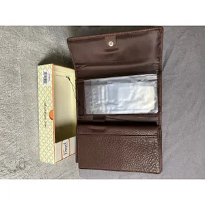 Vintage Fossil Brown Genuine Leather Trifold Checkbook Wallet 90s Indie Boho New thumbnail 5