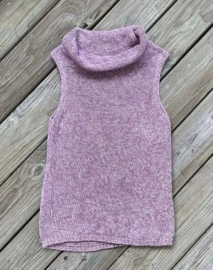 Laura Ashley Women's Vintage Pink Cowl Neck Sleeveless Sweater Size L thumbnail 1