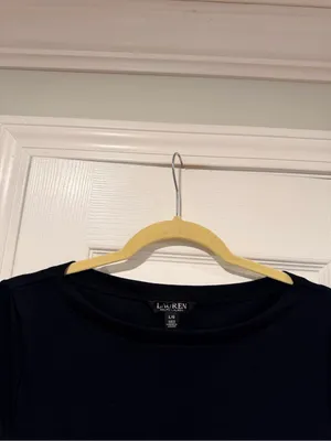 NWOT LRL Ralph Lauren Size L Black Top Cuffed Short Sleeve Stretch Classic Logo thumbnail 2