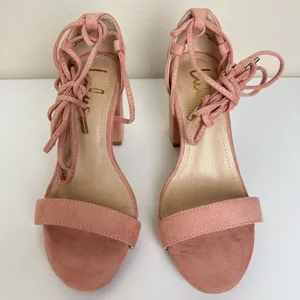 Lulu's‎ Kaira Peach Suede Lace-Up Heels Casual Formal Prom Barbie Womens Size 6 thumbnail 4