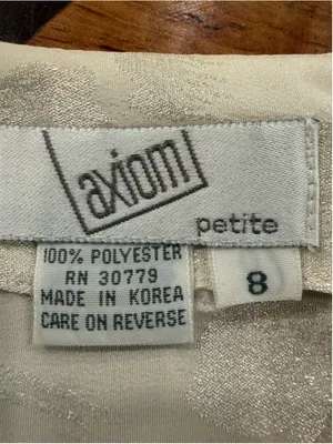 Vintage 80s 90s Axiom Cream Jacquard Pleated Blouse 8P thumbnail 7