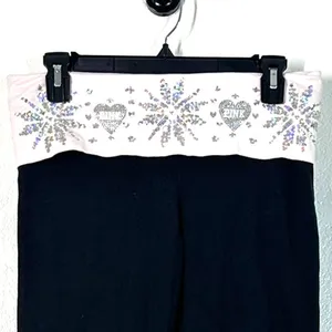 M Pants Victoria's Secret PINK Fold over Yoga Flare Bootcut Sequins Vintage Y2K thumbnail 5