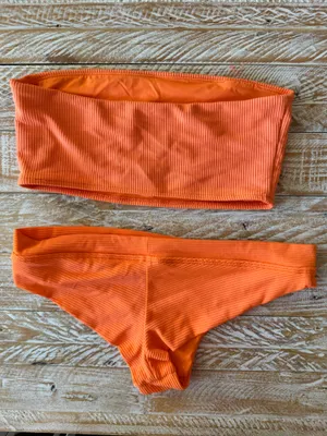 🧡Frankie’s Bikinis Orange Ribbed Bikini Set Two Piece🧡 ~medium thumbnail 2