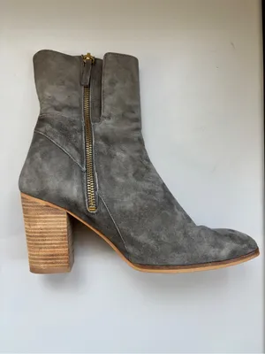 FREE PEOPLE Breakers Suede Heeled Boots Size 38 Gray Block Heel Zip Side Booties thumbnail 9