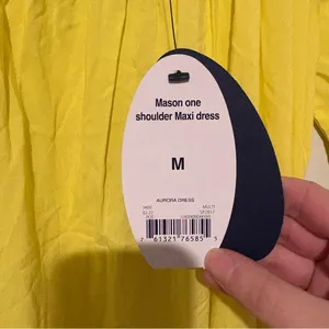 Scoop NYC Mason‎ one shoulder color block midi dress orange yellow size medium thumbnail 5