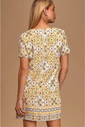 Dandy Lion Yellow Print Shift Dress thumbnail 4