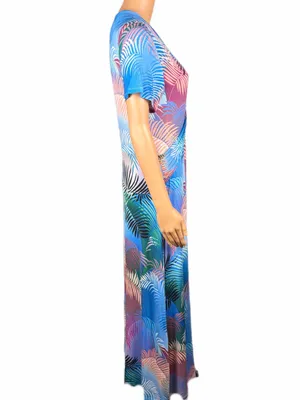 SOFT SURROUNDINGS Anya Ombré Palm Twist Front Maxi Dress Stretch Size Small thumbnail 7