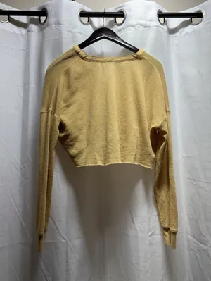 Women's Urban Outfitters Emmy Mustard Yellow Cropped Henley S thumbnail 4