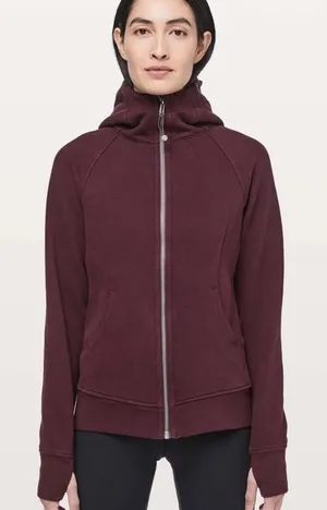 Lululemon Women's Size 6 Scuba Hoodie Light Cotton Fleece Dark Adobe Full Zip thumbnail 1