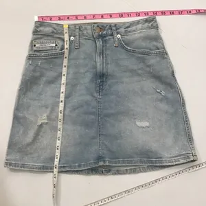 Calvin Klein Distressed Jean Mini Skirt thumbnail 7