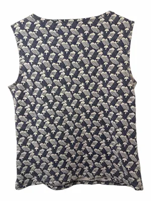 Maeve Anthropologie Blue Knit Rain Cloud Umbrella Knit Tie Neck Tank Top thumbnail 2
