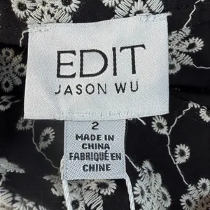 EDIT Jason Wu Women's Size 2 Black White Eyelet Embroidered Floral Cotton Shorts thumbnail 3