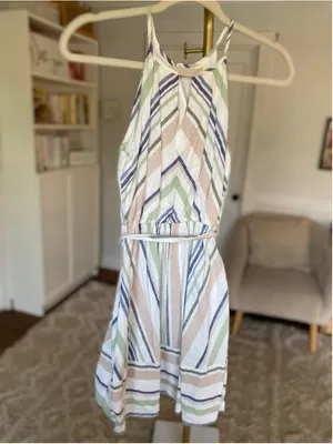 Mi Ami Linen Halter Mini Dress XXS Coastal Cottagecore Quiet Luxury Preppy Beach thumbnail 2