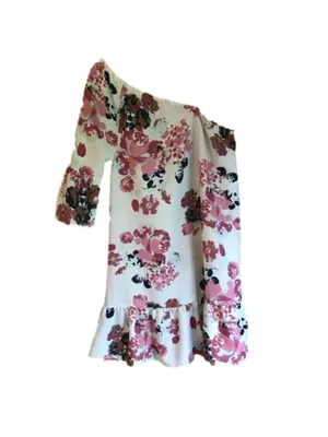 Indulge In Style floral one shoulder bell sleeve Medium dress thumbnail 2