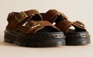 DR. MARTENS Zebzag Leather Sandal, Brown, Size 9, NWOT DISPLAY PAIR thumbnail 1