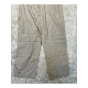 Gap Women's Size 12 Wide Leg Pants Beige Tie Waist Pockets High Rise 100% Linen thumbnail 9