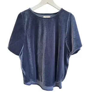 Madewell Velvet Butterfly Top Deep Navy Flutter Sleeve Blouse K4376 Women Small thumbnail 1