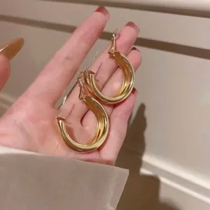 Gold Plated Chunky Hoop Earrings for Women thumbnail 3