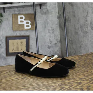 NWT On 34th Womens Sarrya Pearl Mary-Jane Flats 10019682600 Black Velvet 5.5M thumbnail 6