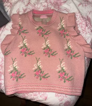 sincerely ours boutique pink floral sweater tank thumbnail 1