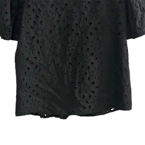 PrettyGarden‎ Women's Black Embroidered Blouse L Long Puff Sleeve thumbnail 12