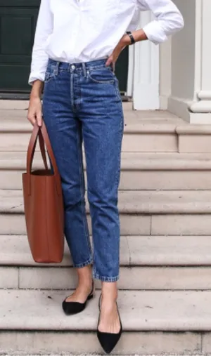 EVERLANE jeans The Curvy 90’s Cheeky Straight Jean in Medium Blue 28 thumbnail 1