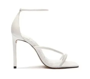 SCHUTZ Gaiah Ankle Strap Sandals in White Leather Size 7.5 EUC thumbnail 4