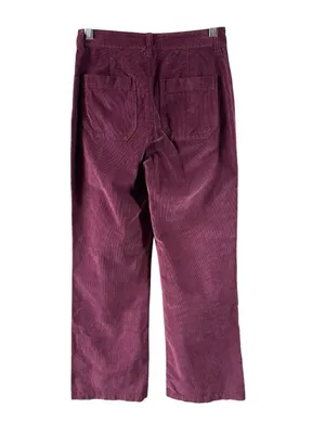 Faherty Womens 26 Burgundy Corduroy Wide Leg Pants High Rise Patch Pocket thumbnail 3