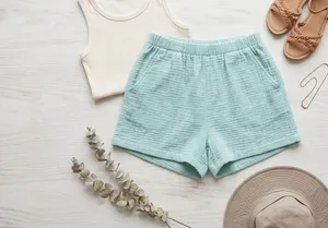 Vitamin A Aqua Blue Cotton Gauze Lounge Shorts Women's Sz S Elastic Waist Casual thumbnail 1