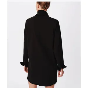 ATM Anthony Thomas Melillo Jersey Turtleneck Dress Black‎ Size Large Button Cuff thumbnail 3